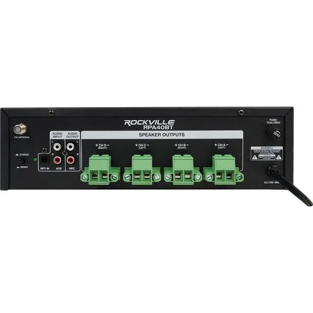 Alt view image 5 of 7 - RPA40BT 4 Zone Home Receiver with 8 HC55 White Ceiling Speakers | 1000W Peak/250W RMS Amplifier, Bluetooth, Optical, USB/SD, 2 Mic Inputs, Zone Volume Controls, 5.25" 8 Ohm, 5-Items