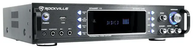 Alt view image 7 of 7 - RPA60BT V2 Home Theater Bluetooth Receiver with 4 HC655 Speakers | 1000W Peak / 250W RMS, USB/Optical/Coaxial, 2-Channel, 6.5" In-Ceiling 8 Ohm Speakers, Mic Echo, FM Radio, Karaoke, 5-Items