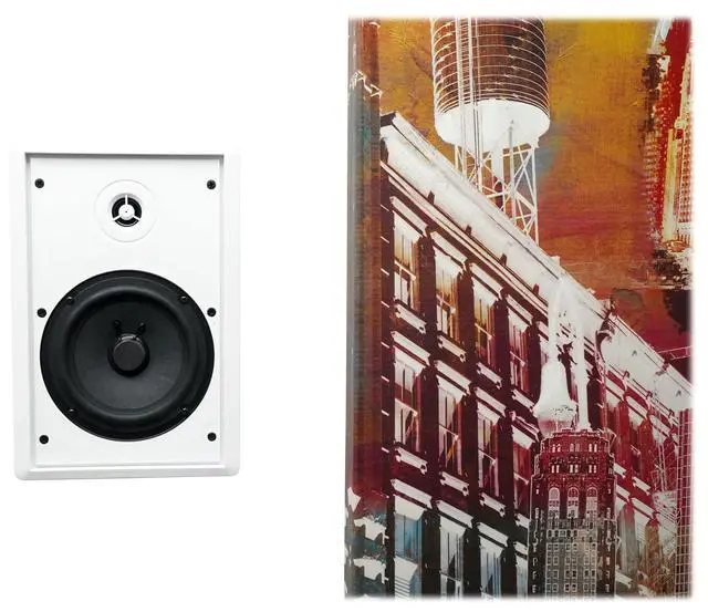 Alt view image 7 of 7 - RockSlim 70W White 5.25" 70V Restaurant Speakers, 6-Pack | 4W/8W Tap Settings, Easy Wall Mount, Slim Low-Profile, 0.5" Mylar Tweeter, 89 dB, Shielded Grill, Speaker Wire Included