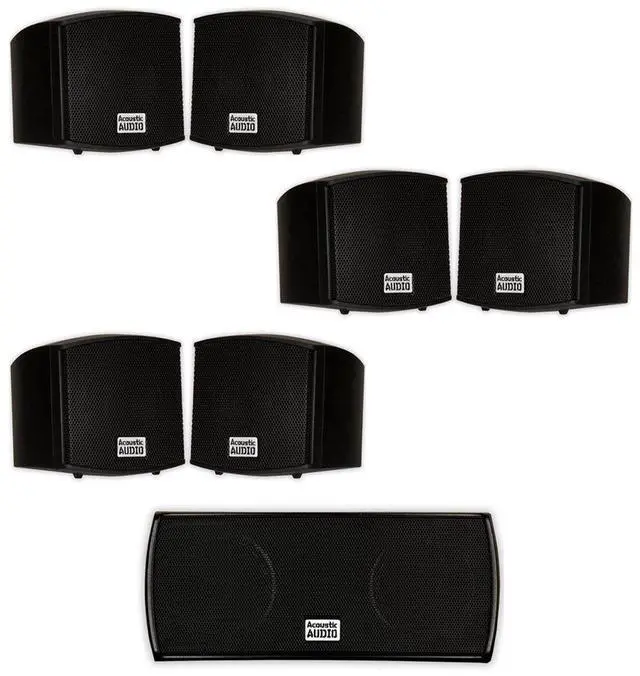 Main image of Acoustic Audio AA321B and AA32CB Mountable Indoor Speakers Home Theater 7 Speaker Set