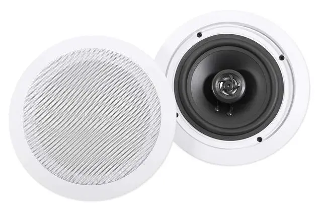Alt view image 3 of 7 - HC655-16 White 12-Pack 6.5" in-Ceiling Home Theater Speakers | 500W Peak / 160W RMS, 2-Way, Swivel Tweeter, Paintable Flush Mount Grills, Polypropylene Cone, 16 Ohm