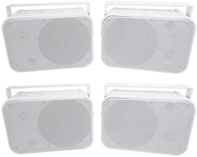 Main image of HP65S White 6.5" Outdoor/Indoor Home Theater Speakers, 4-Pack | 500W Peak/160W RMS, Swivel Bracket, IPX44 Weather Resistant, Stainless Steel Grill, Bass Reflex Port, 4 Ohm, Waterproof