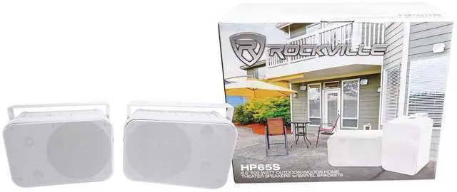 Alt view image 5 of 7 - HP65S White 6.5" Outdoor/Indoor Home Theater Speakers, 4-Pack | 500W Peak/160W RMS, Swivel Bracket, IPX44 Weather Resistant, Stainless Steel Grill, Bass Reflex Port, 4 Ohm, Waterproof