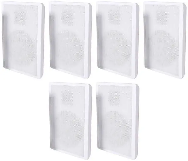 Main image of RockSlim White 5.25" Home Theater Wall Mount Speakers, 6-Pack | 240W Peak, 80W RMS, Slim 1.38" Design, Easy Wall Mount, 0.5" Mylar Tweeters, White Finish
