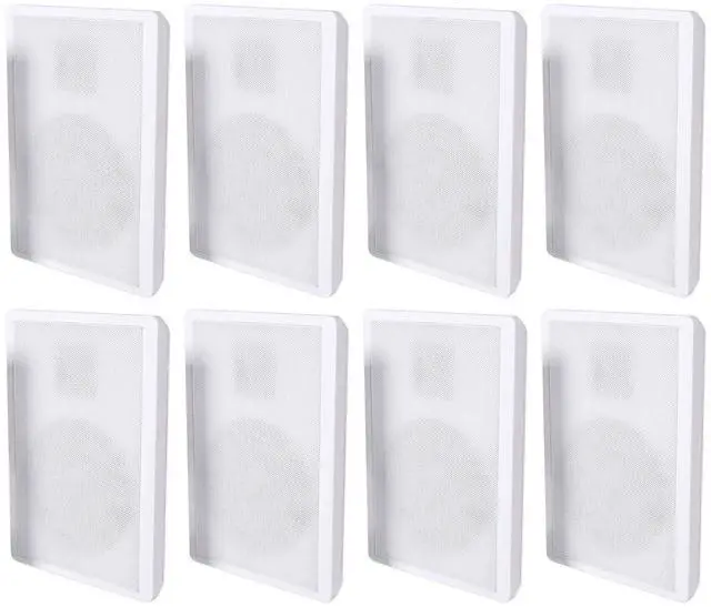 Main image of RockSlim White 5.25" Home Theater Wall Mount Speakers, 8-Pack | 240W Peak, 80W RMS, Slim 1.38" Design, Easy Wall Mount, 0.5" Mylar Tweeters, White Finish