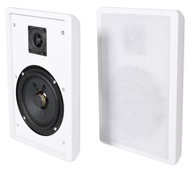 Alt view image 3 of 7 - RockSlim White 5.25" Home Theater Wall Mount Speakers, 6-Pack | 240W Peak, 80W RMS, Slim 1.38" Design, Easy Wall Mount, 0.5" Mylar Tweeters, White Finish