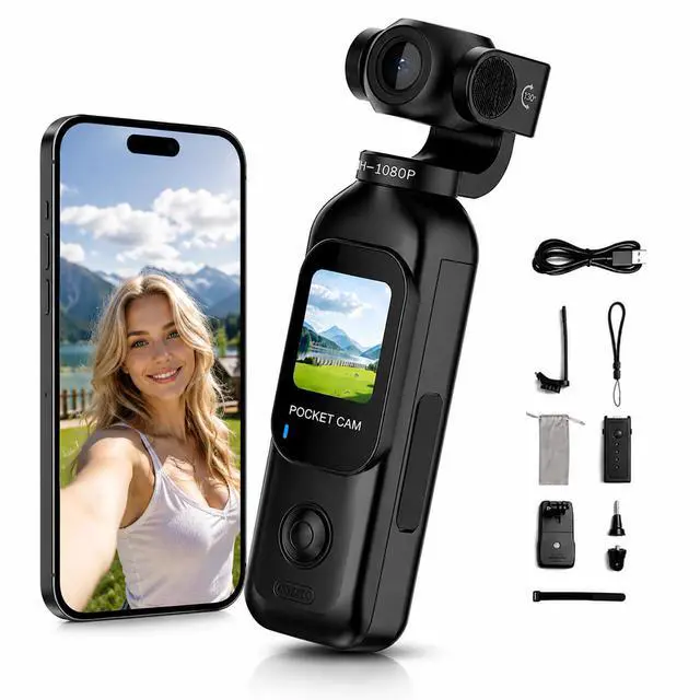 Main image of Vlogging Camera, Pocket Camera with 64GB Card | Audio & Video Recording, Touch Screen, 270° Rotating Lens, Charging Case Included Handheld for YouTube, Traveling, Daily Life