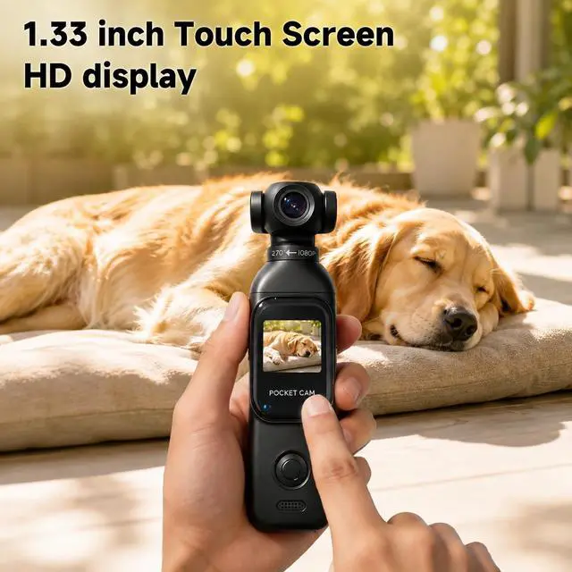 Alt view image 3 of 7 - Vlogging Camera, Pocket Camera with 64GB Card | Audio & Video Recording, Touch Screen, 270° Rotating Lens, Charging Case Included Handheld for YouTube, Traveling, Daily Life