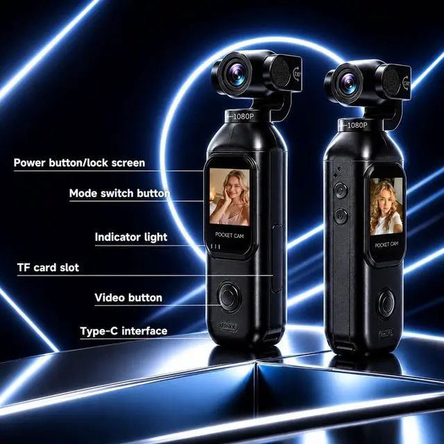 Alt view image 4 of 7 - Vlogging Camera, Pocket Camera with 64GB Card | Audio & Video Recording, Touch Screen, 270° Rotating Lens, Charging Case Included Handheld for YouTube, Traveling, Daily Life