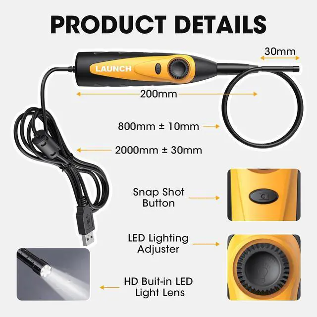 Alt view image 2 of 7 - VSP-600 Endoscope 5.5mm Ultra-Thin, Lens HD Wide Application Videoscope Borescope high Definition Multi-Angle Imaging One-Click Snapshot IP67 Waterproof with 2000mm USB Cable