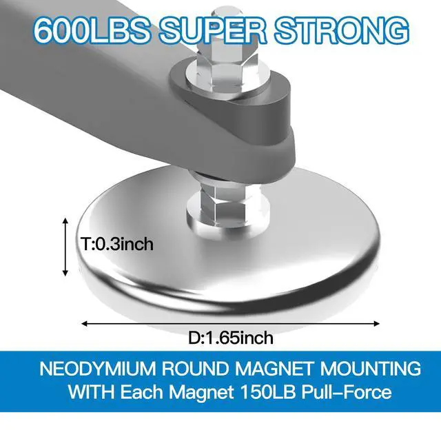 Alt view image 2 of 7 - 600 pounds Magnetic roof Mount for starlink,Strong Neodyminum Round Magnet mounting kit for starlink V2(Gen2) Dish,Each Magnet with 150 pounds Pull-Force for starlink Antennas Internet kit Satellite