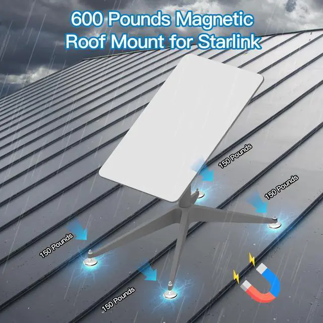 Alt view image 3 of 7 - 600 pounds Magnetic roof Mount for starlink,Strong Neodyminum Round Magnet mounting kit for starlink V2(Gen2) Dish,Each Magnet with 150 pounds Pull-Force for starlink Antennas Internet kit Satellite