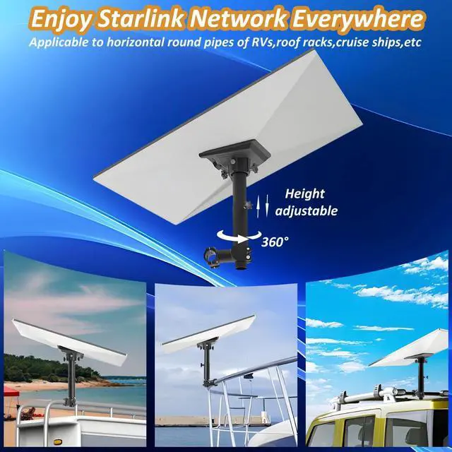 Alt view image 3 of 7 - Starlink Gen 3 RV Ladder Mount - RV, Camper, Yacht, Pole, Railing Clamp for Roof/Rack (0.8-1.1" Dia)