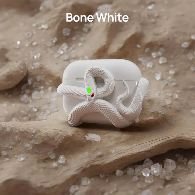 Alt view image 6 of 7 - The Snake Case 3D Cover Compatible with AirPods Pro Case 3rd Generation. Distinctive Aesthetic, Gemstone Light Head, Detail Sculpting, Compatible with AirPods Pro 3, Mystery Black