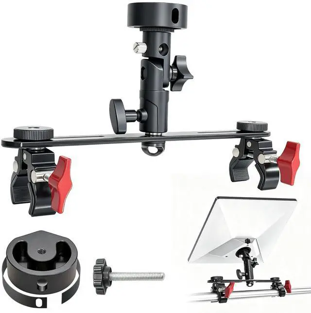 Main image of Starlink Mini Mount Dual Clamp Pole Mount Kit Aluminum | Dual-clamp Starlink Mini mount with aluminum design. Fits RV roof racks, poles and outdoor setups for stable installation
