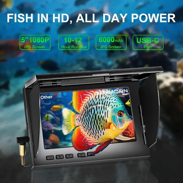 Alt view image 2 of 7 - Underwater Fishing Camera 5" IPS 1080P 220° 50ft Cable | 220° Ultra-Wide View, IR Night Vision, 50ft Tangle-Free Cable, 30kg Load, for Ice Lake Boat Kayak Fishing