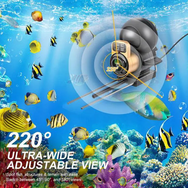 Alt view image 3 of 7 - Underwater Fishing Camera 5" IPS 1080P 220° 50ft Cable | 220° Ultra-Wide View, IR Night Vision, 50ft Tangle-Free Cable, 30kg Load, for Ice Lake Boat Kayak Fishing