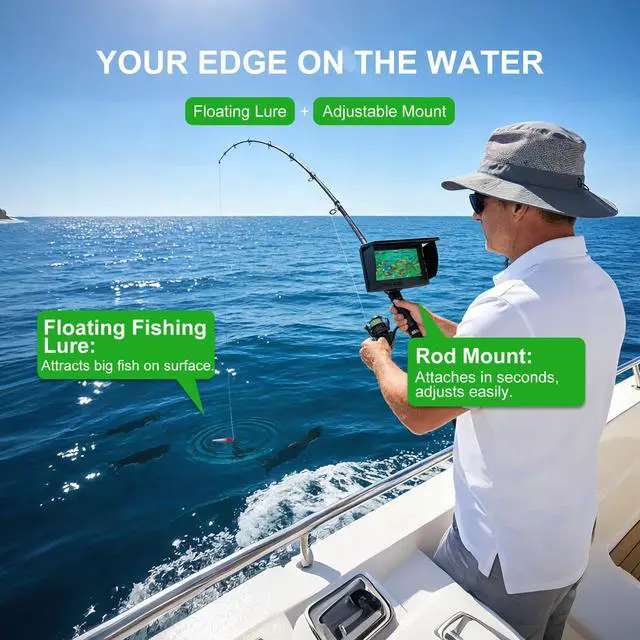 Alt view image 6 of 7 - Underwater Fishing Camera 5" IPS 1080P 220° 50ft Cable | 220° Ultra-Wide View, IR Night Vision, 50ft Tangle-Free Cable, 30kg Load, for Ice Lake Boat Kayak Fishing