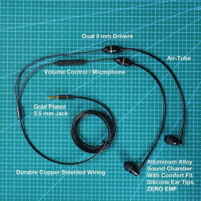 Alt view image 3 of 6 - Anti-Radiation Air Tube Headphones with Microphone Reduce RF to Negligible Levels (Black)