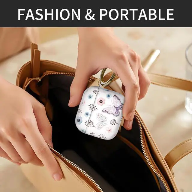 Alt view image 5 of 6 - Compatible with AirPods 4th Generation Case 2024, Shockproof Cover with Golden Buckle for Women & Girls, Protective Anti-Drop Design(Cute Boho Butterfly)