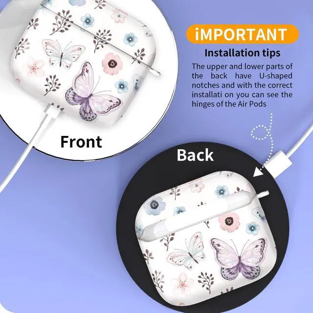 Alt view image 3 of 6 - Compatible with AirPods 4th Generation Case 2024, Shockproof Cover with Golden Buckle for Women & Girls, Protective Anti-Drop Design(Cute Boho Butterfly)