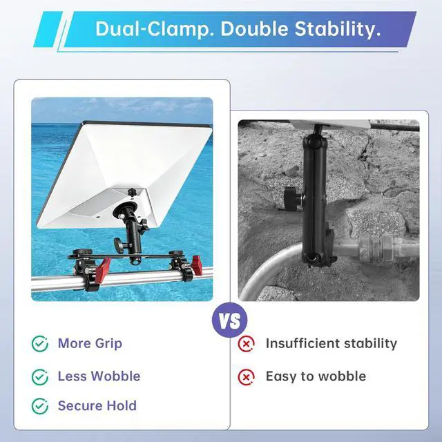 Alt view image 2 of 7 - Starlink Mini Mount Dual Clamp Pole Mount Kit Aluminum | Dual-clamp Starlink Mini mount with aluminum design. Fits RV roof racks, poles and outdoor setups for stable installation