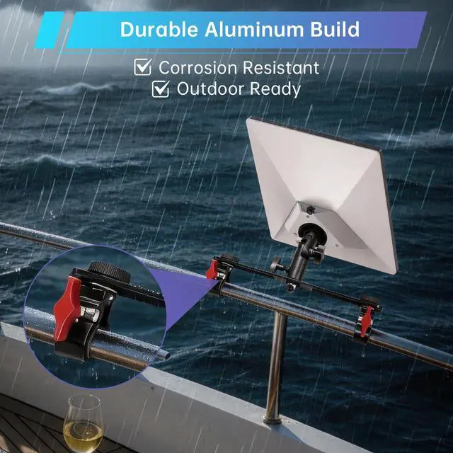 Alt view image 5 of 7 - Starlink Mini Mount Dual Clamp Pole Mount Kit Aluminum | Dual-clamp Starlink Mini mount with aluminum design. Fits RV roof racks, poles and outdoor setups for stable installation
