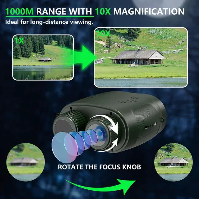 Alt view image 3 of 7 - 4K Digital Night Vision Binoculars, 10X Zoom, 2.8" HD Display | 4K Digital Night Vision Binoculars with 2.8" HD Screen, 10X Zoom, 1080P Video, Rechargeable Battery, Outdoor Gift Idea