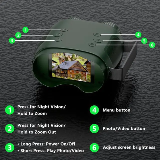 Alt view image 6 of 7 - 4K Digital Night Vision Binoculars, 10X Zoom, 2.8" HD Display | 4K Digital Night Vision Binoculars with 2.8" HD Screen, 10X Zoom, 1080P Video, Rechargeable Battery, Outdoor Gift Idea