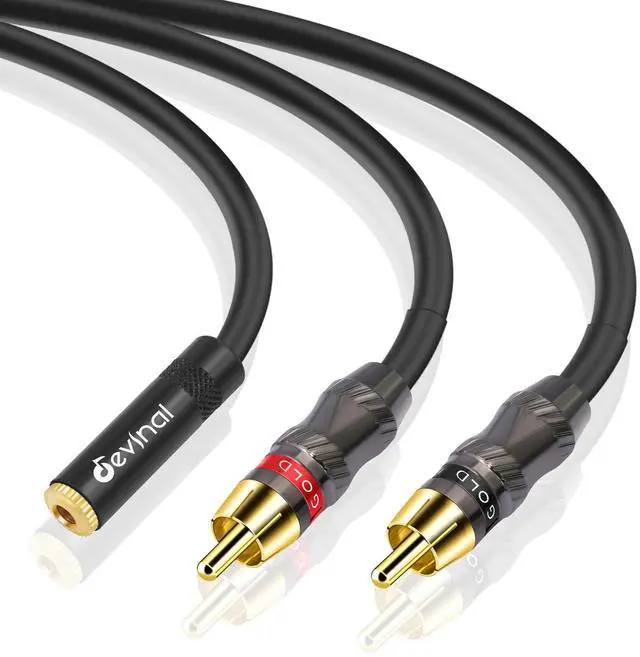 Main image of RCA to 1/8 Female Y Cable, Female 3.5mm to Dual RCA/Phono Male Stereo Splitter Cord, Mini Jack to 2 RCA Male Audio Breakout Adapter 12 inch 30cm