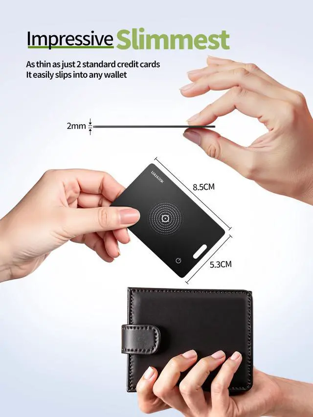 Alt view image 2 of 7 - 3-Pack 2026 Air Card Tag Tracker Wallet Tracker Card (iOS Only), Black | 0.07in Ultra Slim, Wireless Rechargeable, IP68 Waterproof, GPS Smartcard Tracker for Wallet Passport for Luggage Tags