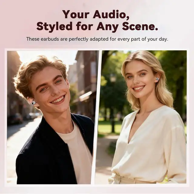 Alt view image 6 of 7 - Starry Ear Cuff Wireless Headphones, Jewelry Open Ear Clip-on Earbuds, 30H Playtime, Bluetooth 6.0 Earring Earphones for Women, 2 Pairs Interchangeable Magnetic Crystals