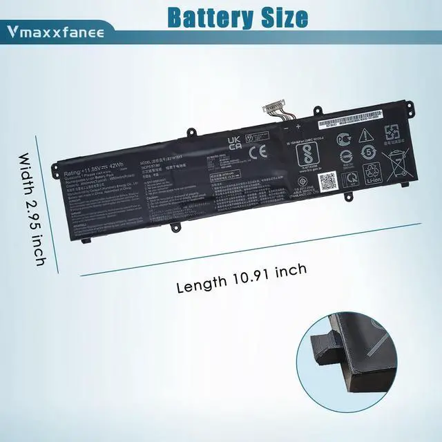 Alt view image 6 of 7 - B31N1911 C31N1911 42Wh Battery Replacement for ASUS VivoBook Flip 14 M413 M413DA TM420IA TM420IA K413 X413 F413 Series Laptop B0B200-03580300 0B200-03580000 0B200-03750000 11.55V 3640mAh
