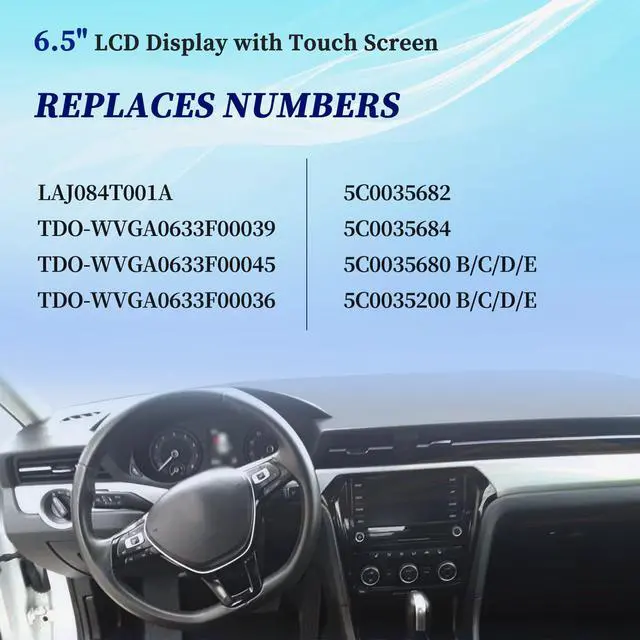 Alt view image 5 of 6 - TDO-WVGA0633F00039 6.5" LCD Display with Touch Screen Digitizer Fit for VW Magotan Scirocco Golf Polo Tiguan Jetta Passat Skoda MIB STD2 Multimedia Navigation TDO-WVGA0633F00045