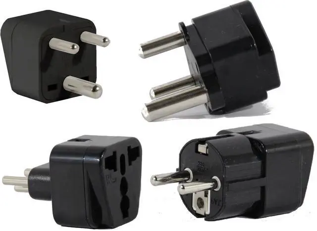 Main image of US to South Africa Travel Adapter Plug for USA/Universal to Africa Type M N D E (C/F) AC Power Plugs Pack of 4