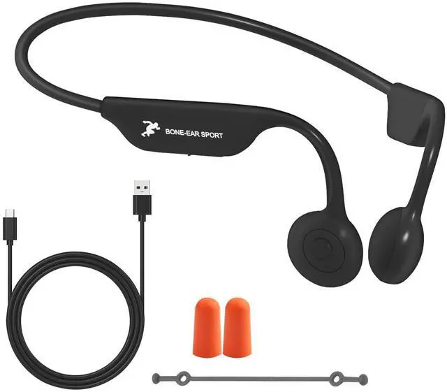 Main image of Bone Conduction Headphones - Wireless 5.4 Open Ear Headphones with Mic, 8H Playtime, Earplugs, Elastic Cord, IPX6 Waterproof Earbuds for Running/Cycling/Climbing, Black
