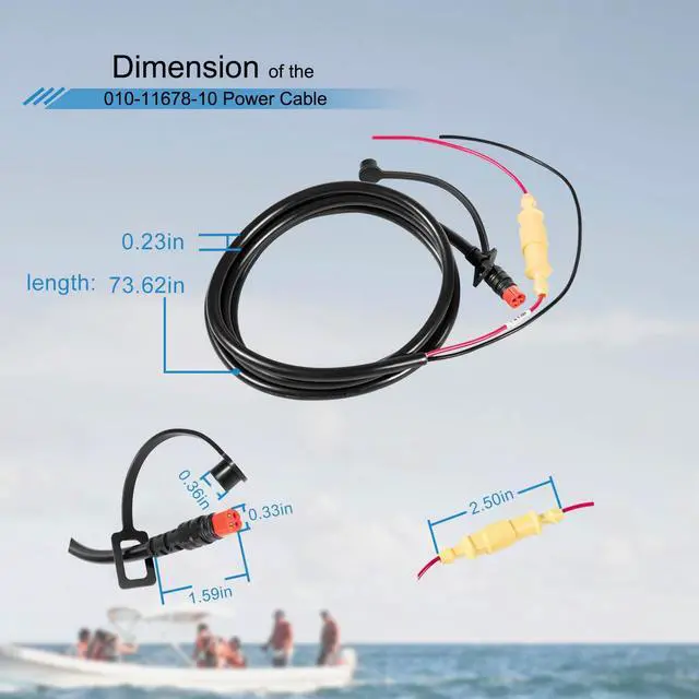 Alt view image 5 of 7 - 010-11678-10 Power Cable for Garmin Echo Fish Finder 100 101 150 151 151dv 200 201 201dv 300c 301c 301dv 500c 501c 550c 551c 551d, 6ft, 4-pin
