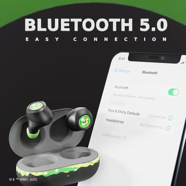 Alt view image 6 of 7 - Rick and Morty Portal Wireless Bluetooth Earbuds with Charging Case, Built-in Mic, 30 Hr Playtime, Officially Licensed| Rick and Morty Gifts for Men, Women, Teens and All Fans (Rick and Morty Portals)