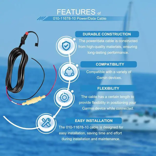 Alt view image 3 of 7 - 010-11678-10 Power Cable for Garmin Echo Fish Finder 100 101 150 151 151dv 200 201 201dv 300c 301c 301dv 500c 501c 550c 551c 551d, 6ft, 4-pin