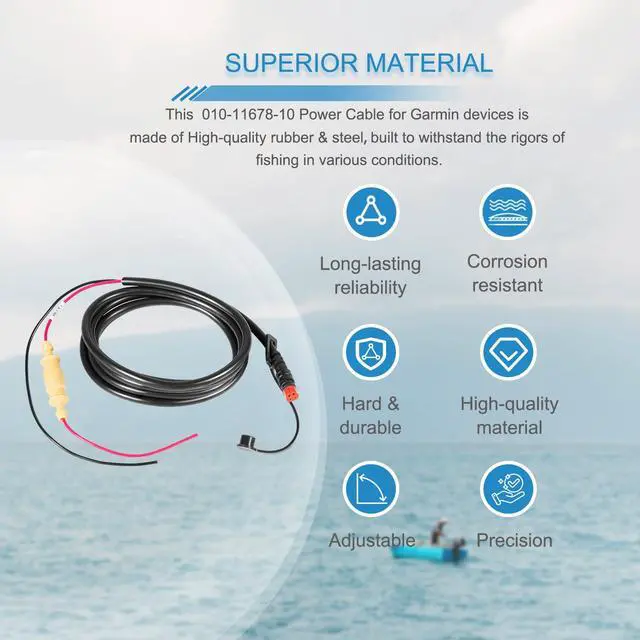 Alt view image 4 of 7 - 010-11678-10 Power Cable for Garmin Echo Fish Finder 100 101 150 151 151dv 200 201 201dv 300c 301c 301dv 500c 501c 550c 551c 551d, 6ft, 4-pin