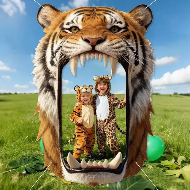 Alt view image 7 of 7 - Tiger Party Decorations Realistic Tiger Door Banner Tigers Theme Door Hanging Background Jungle Animal Photo Booth Prop for Wild Animals Baby Shower Birthday Party Favors Porch Sign Backdrop Supplies