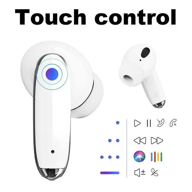 Alt view image 2 of 6 - Wireless Earbuds Waterproof Headset Noise Cancelling Earphones Long Battery Bluetooth Headphones with Wireless Charging Case for iPhone Android (White)