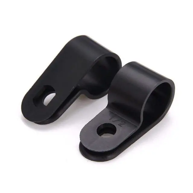 Alt view image 5 of 7 - 200 Pcs Black Nylon Plastic R-Type Cable Clamps for Cable Conduit | 3/16" 1/4" 3/8" 1/2" 3/4" 1" Clips Fasteners Assortment Clamps