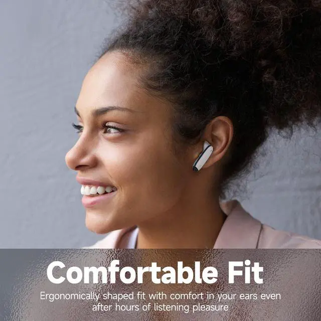 Alt view image 6 of 6 - Wireless Earbuds Waterproof Headset Noise Cancelling Earphones Long Battery Bluetooth Headphones with Wireless Charging Case for iPhone Android (White)