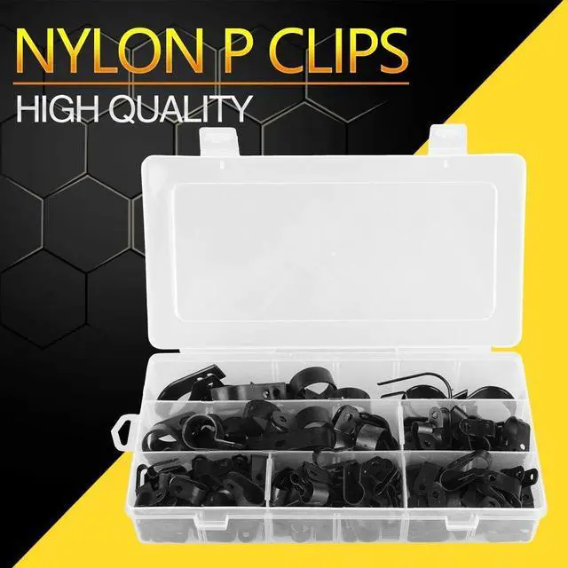 Alt view image 7 of 7 - 200 Pcs Black Nylon Plastic R-Type Cable Clamps for Cable Conduit | 3/16" 1/4" 3/8" 1/2" 3/4" 1" Clips Fasteners Assortment Clamps
