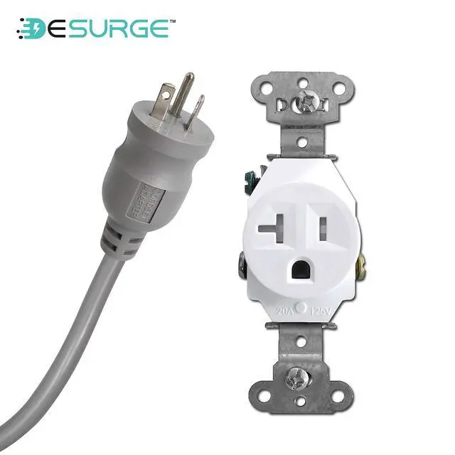 Alt view image 6 of 7 - 20 Amp 6-20/T- Slot Plug | 25-Ft Cord - 900 Joule Surge Protector | 6-Outlet, Heavy Duty Steel Body Power Strip