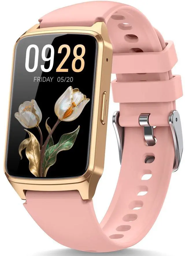 Main image of Fitness Smart Watch for Women Men, Step Counter Pedometer for iOS iPhone Android, IP68 Waterproof Activity Tracker with Calorie and Sleep Monitor, 110+ Sport Modes Smartwatch (Gold-Pink)