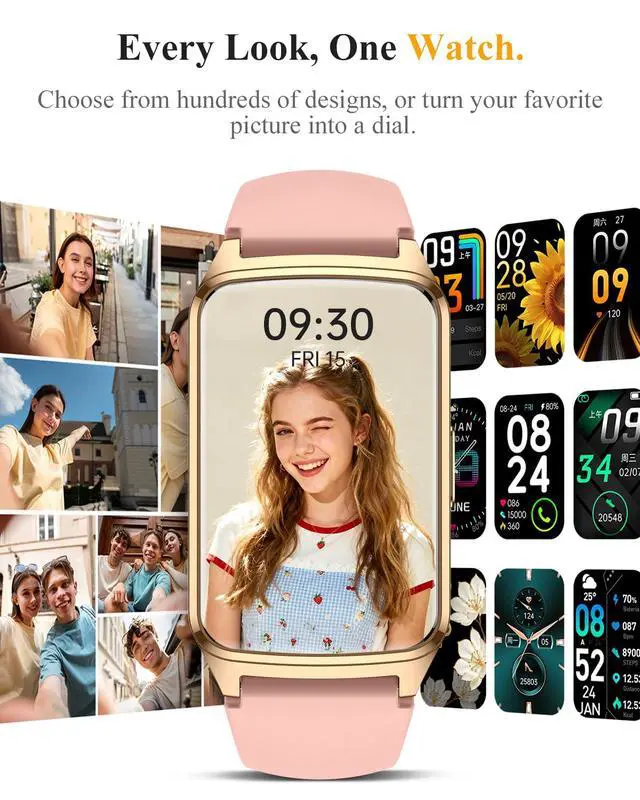 Alt view image 5 of 7 - Fitness Smart Watch for Women Men, Step Counter Pedometer for iOS iPhone Android, IP68 Waterproof Activity Tracker with Calorie and Sleep Monitor, 110+ Sport Modes Smartwatch (Gold-Pink)