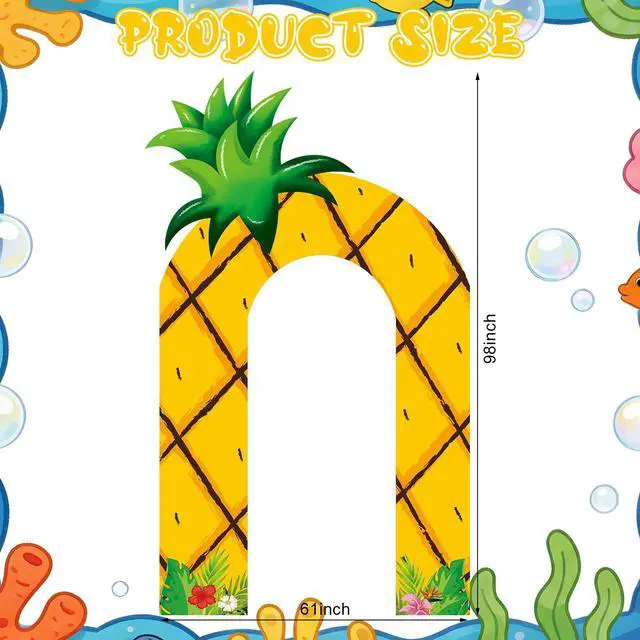 Alt view image 2 of 6 - Ocean Themed Birthday Party Decoration Backdrop 61 x 98'' Hawaiian Under The Sea Party Porch Sign Ocean Under The Sea Decor for Baby Shower Birthday Photo Background(Pineapple)