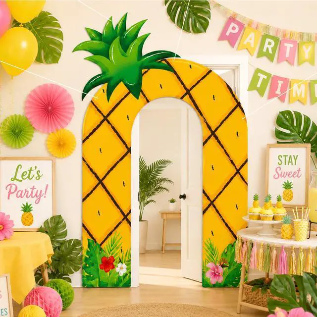 Alt view image 4 of 6 - Ocean Themed Birthday Party Decoration Backdrop 61 x 98'' Hawaiian Under The Sea Party Porch Sign Ocean Under The Sea Decor for Baby Shower Birthday Photo Background(Pineapple)